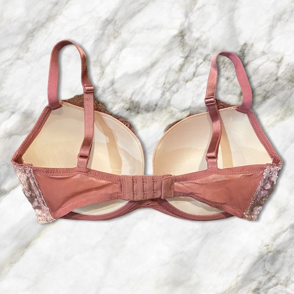 Victoria’s Secret Dark Pink Lace Push-Up Bra 32DD - Picture 3 of 4